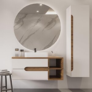 Roza 100 Cm Mdf Banyo Dolabı Seti Ve Boy Dolabı Atlantik Çam