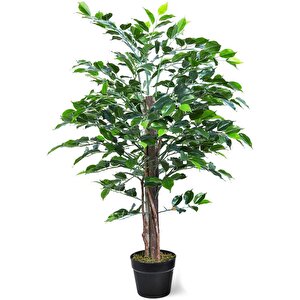 Yapay Ağaç Benjamin 2 Gövdeli Çalılı 120x70cm Siyah Plastik Saksılı