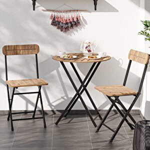 Masa Sandalye Bahçe  Bistro Takım Yuvarlak Çam 1481