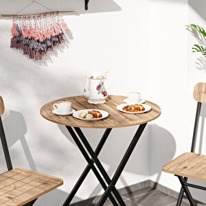 Masa Sandalye Bahçe  Bistro Takım Yuvarlak Çam 1481