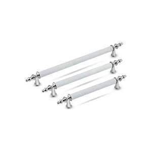 Wuvera Gündüz Kulp Mobilya Mutfak Dolabı Çekmece Dolap Kulpları Kapak Kulpu Kulbu Beyaz Krom 128 Mm