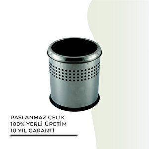 İgk Yapi - Çeli̇k Banyo Açik Deli̇kli̇ Çöp Kovasi 12lt Gri̇ (70-111)