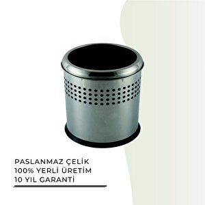 İgk Yapi - Çeli̇k Banyo Açik Deli̇kli̇ Çöp Kovasi 12lt Gri̇ (70-114)