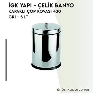 İgk Yapi - Çeli̇k Banyo Kapakli Çöp Kovasi 5lt 430 (70-168)