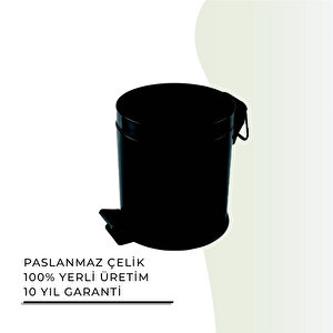 İgk Yapi - Çeli̇k Banyo Pedalli Çöp Kovasi 5lt Mat Si̇yah 430 (70-013.4)