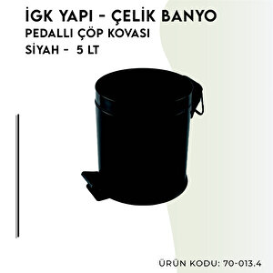 İgk Yapi - Çeli̇k Banyo Pedalli Çöp Kovasi 5lt Mat Si̇yah 430 (70-013.4)