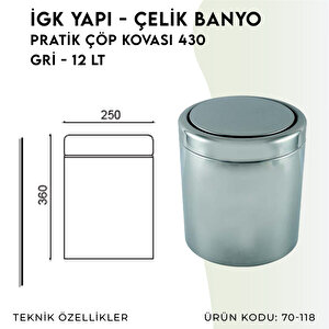 İgk Yapi - Çeli̇k Banyo Prati̇k Çöp Kovasi 12lt 430 (70-118)