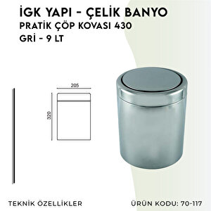 İgk Yapi - Çeli̇k Banyo Prati̇k Çöp Kovasi 9lt 430 (70-117)