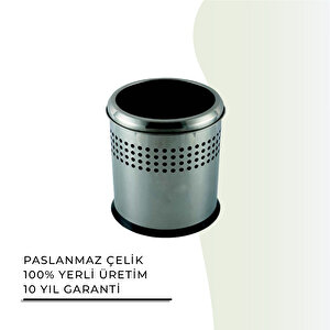 İgk Yapi - Çeli̇k Banyo Açik Deli̇kli̇ Çöp Kovasi 5lt Gri̇ (70-110)