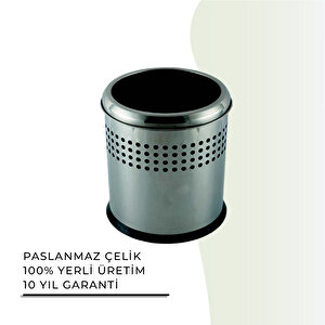 İgk Yapi - Çeli̇k Banyo Açik Deli̇kli̇ Çöp Kovasi 5lt Gri̇ (70-113)