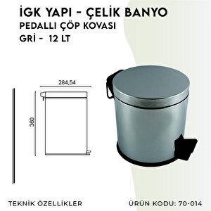 İgk Yapi - Çeli̇k Banyo Pedalli Çöp Kovasi 12lt 430 (70-014)