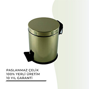 İgk Yapi - Çeli̇k Banyo Pedalli Çöp Kovasi 3lt Gold 430 (70-012.1)