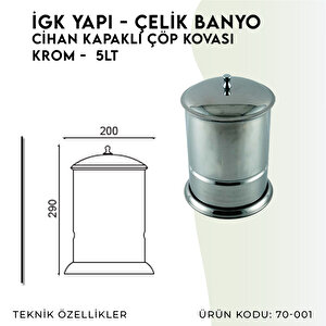 İgk Yapi - Çeli̇k Banyo Ci̇han Çöp Kovasi Krom (70-007)