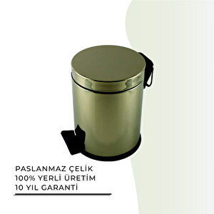 İgk Yapi - Çeli̇k Banyo Pedalli Çöp Kovasi 5lt Gold 430 (70-013.1)