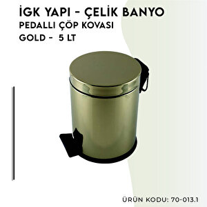 İgk Yapi - Çeli̇k Banyo Pedalli Çöp Kovasi 5lt Gold 430 (70-013.1)