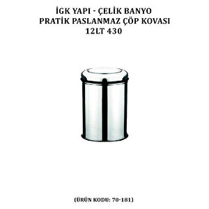 İgk Yapi - Çeli̇k Banyo Prati̇k Paslanmaz Çöp Kovasi 12lt 430 (70-181)