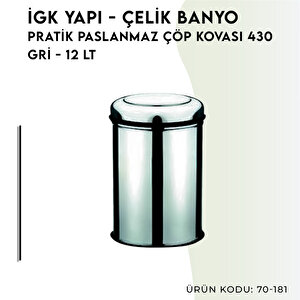İgk Yapi - Çeli̇k Banyo Prati̇k Paslanmaz Çöp Kovasi 12lt 430 (70-181)