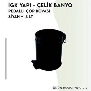 İgk Yapi - Çeli̇k Banyo Pedalli Çöp Kovasi 3lt Mat Si̇yah 430 (70-012.4)