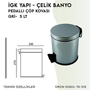 İgk Yapi - Çeli̇k Banyo Pedalli Çöp Kovasi 5lt 430 (70-013)