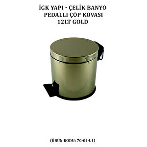 İgk Yapi - Çeli̇k Banyo Pedalli Çöp Kovasi 12lt Gold 430 (70-014.1)