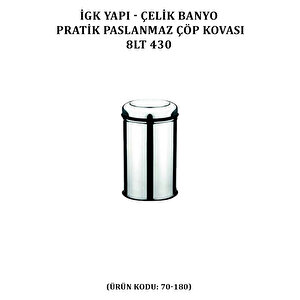 İgk Yapi - Çeli̇k Banyo Prati̇k Paslanmaz Çöp Kovasi 8lt 430 (70-180)