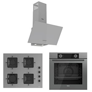 Pure Ss Serisi Gri Cam Ankastre Set D088 - Ss208 Kare - Xe61cpr