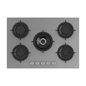 2'li Gri Cam Ankastre Set Qms63cpr Flowart Turbo - Rs038 Woklu Ocak