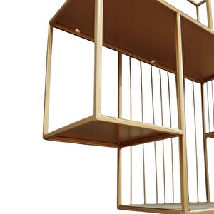 Dekoratif Çok Amaçlı Duvar Kitaplık Metal Bronz