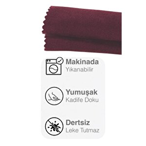 Magic V5 Bordo Fon Perde 1x3 Sık Pile 2 Kanat - + Masa Örtüsü + Runner + Kırlent Kılıfı + Bağlama