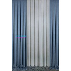 Magic V3 Indigo Fon Perde 1x3 Sık Pile 2 Kanat - Masa Örtüsü Runner Kırlent Kılıfı Bağlama