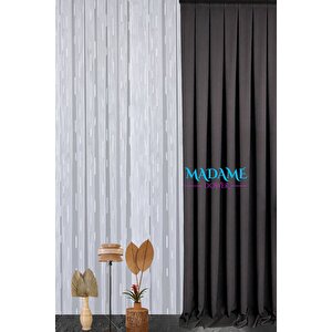 Magic V1 Antrasit Fon Perde 1x3 Sık Pile 2 Kanat - + Masa Örtüsü + Runner + Kırlent Kılıfı + Bağlama 145x270 cm