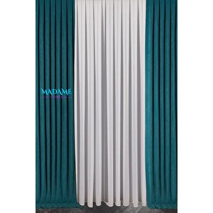 Magic V6 Petrol Fon Perde 1x3 Sık Pile 2 Kanat - + Masa Örtüsü + Runner + Kırlent Kılıfı + Bağlama 120x275 cm