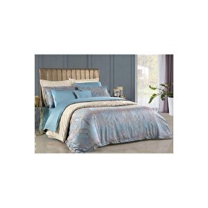 Athena Jakarlı Nevresim Takımı King Size , .mavi
