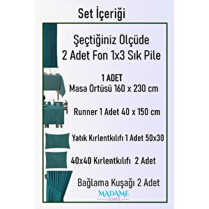 Magic V6 Petrol Fon Perde 1x3 Sık Pile 2 Kanat - + Masa Örtüsü + Runner + Kırlent Kılıfı + Bağlama 140x280 cm