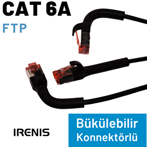 Irenıs Cat6a U/ftp 90° Bükülebilir Kablo 2 Metre Siyah