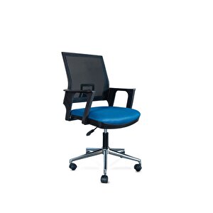 Krom Ayaklı Fileli Sekreter Koltuğu,öğrenci Çalışma Koltuğu,çalışma Masası Koltuğu,ofis Sandalyesi Mavi