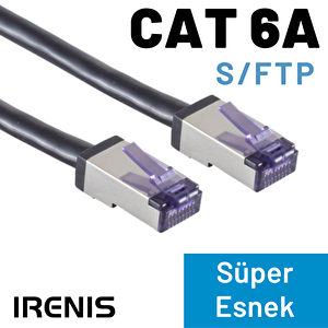 Irenis Cat6a S/ftp Süper Esnek Kablo, 25 Cm Siyah