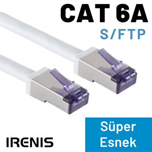 Irenis Cat6a S/ftp Süper Esnek Kablo, 25 Cm Beyaz