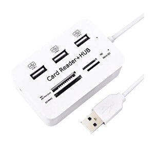 3 Port 2.0 Usb Çoklayıcı Hub + 4 Slot Kart Okuyucu Pm-6052