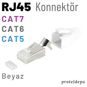 Irenis Rj45 Konnektör Cat.7a/7/6a/6/5e Için Beyaz
