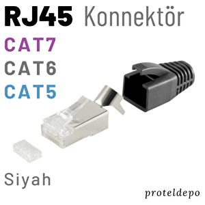 Irenis Rj45 Konnektör Cat.7a/7/6a/6/5e Için Siyah