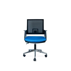Metal Ayaklı Krom Ayaklı Siyah Mavi Fileli Bilgisayar Koltuğu Ofis Çalışma Sandalyesi Koltuğu
