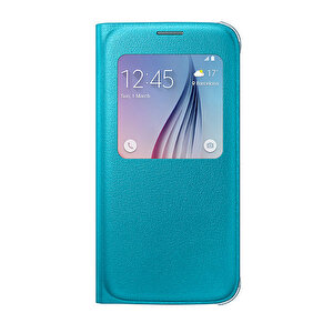 Galaxy S6 Orjinal S-view Cover (deri Görünümlü) - Mavi Ef-cg920plegww