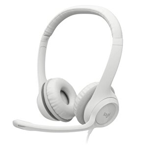 H390 Kablolu Kulak Üstü Mikrofonlu Kulaklık, Dijital Stereo Ses, Katlanabilir Beyaz