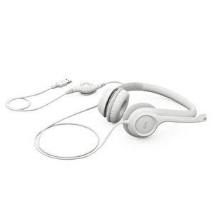 H390 Kablolu Kulak Üstü Mikrofonlu Kulaklık, Dijital Stereo Ses, Katlanabilir Beyaz