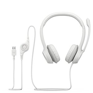 H390 Kablolu Kulak Üstü Mikrofonlu Kulaklık, Dijital Stereo Ses, Katlanabilir Beyaz