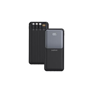 20000 Mah Dijital Göstergeli Dahili Çoklu Kablolu Taşınabilir Powerbank Siyah Pb-50