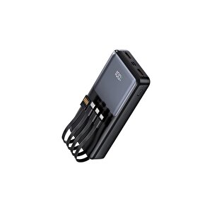 20000 Mah Dijital Göstergeli Dahili Çoklu Kablolu Taşınabilir Powerbank Siyah Pb-50