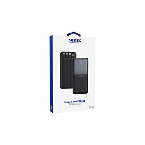 20000 Mah Dijital Göstergeli Dahili Çoklu Kablolu Taşınabilir Powerbank Siyah Pb-50