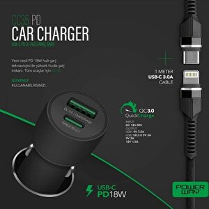 Cc35 Yeni̇ Nesi̇l Usb-c (iphone To Type-c) Araç Şarj Seti̇ (pd18w)